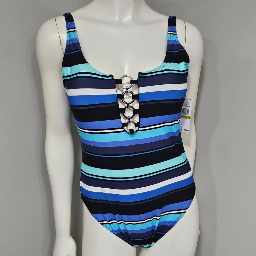 Michael Kors Ring-Front One-Piece Swimsuit - Picture 2 of 8